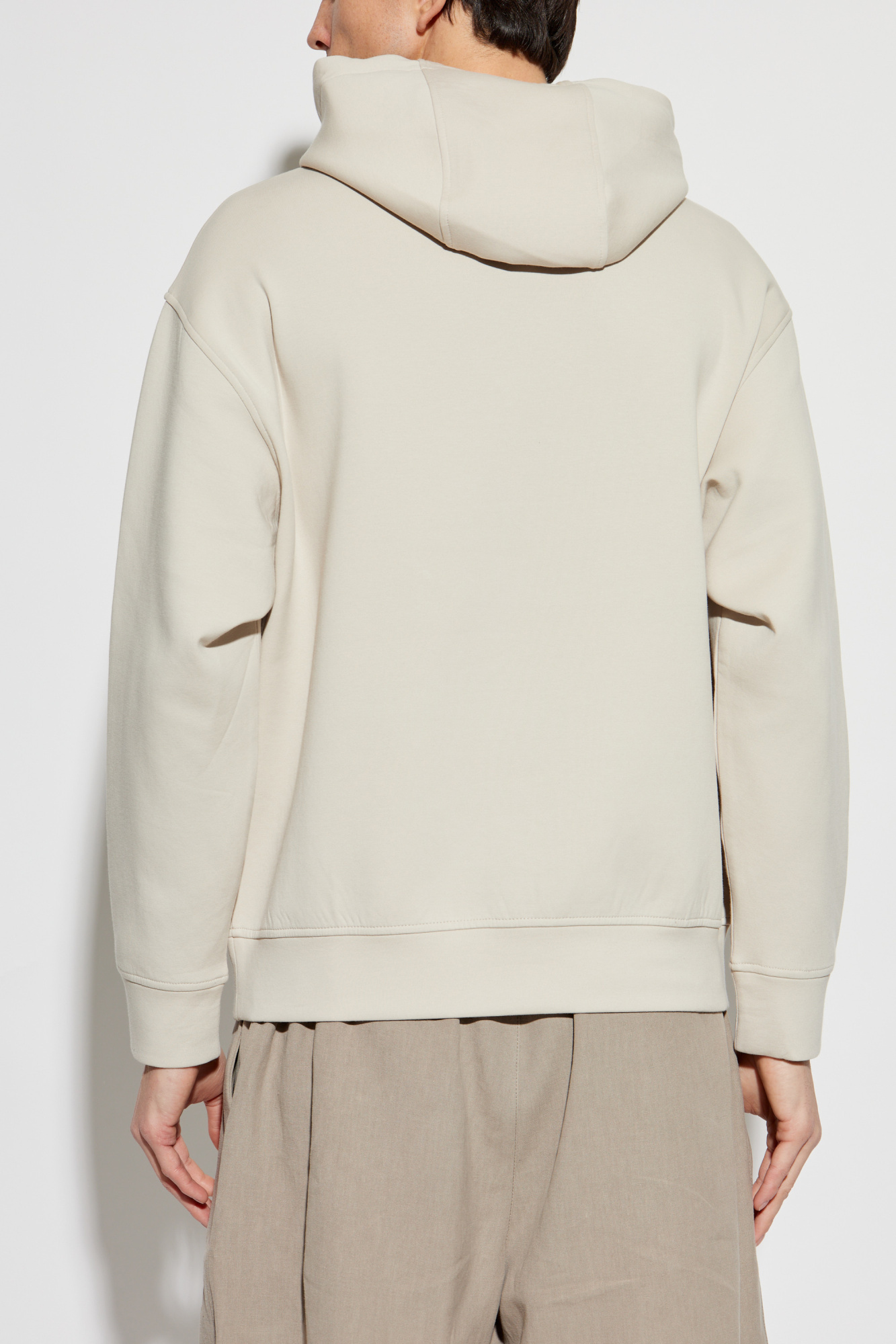 【EMPORIO ARMANI】 Men's Ribbed Hoodie ★ Light Beige 21330189_51299873_600.jpg